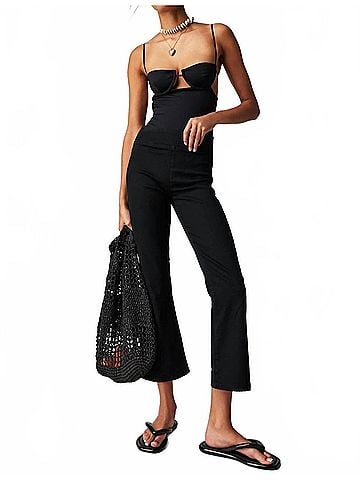 Free People In My Feelings Crop Pant in Solid Black (view 2)