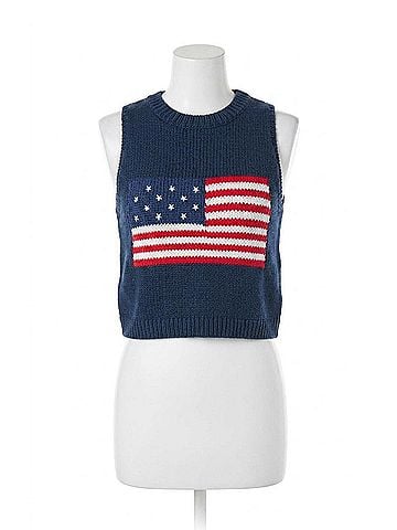 Show Me Your Mumu Milo Tank Top in Navy American Flag Graphic (view 1)