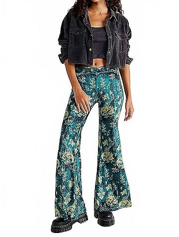 Free People Bell Bottom Pant in Emerald Combo (view 2)