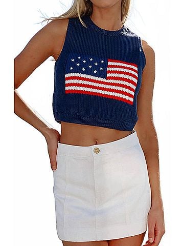 Show Me Your Mumu Milo Sleeveless Tank Top in Navy Flag (view 2)