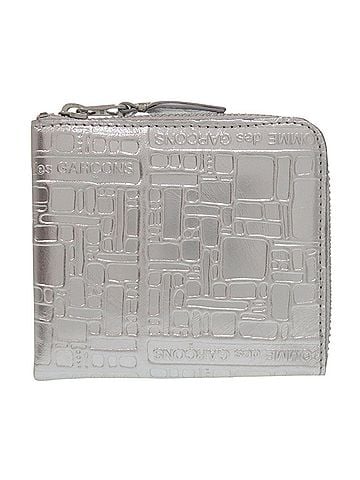 Comme des Garçons Comme des Garçons L-shaped zipper embossed logo wallet/coin case SA3100EG Leather Silver 0058 COMME GARCONS (view 1)