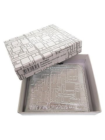 Comme des Garçons Comme des Garçons L-shaped zipper embossed logo wallet/coin case SA3100EG Leather Silver 0058 COMME GARCONS (view 2)