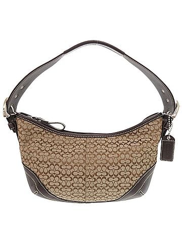Coach Coach Mini Signature 6351 Leather Canvas Beige Dark Brown Hobo One Shoulder Bag 1672 COACH (view 1)