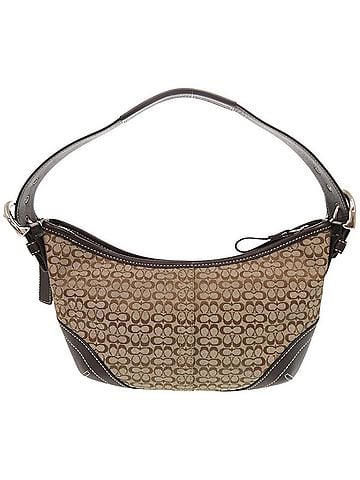 Coach Coach Mini Signature 6351 Leather Canvas Beige Dark Brown Hobo One Shoulder Bag 1672 COACH (view 2)