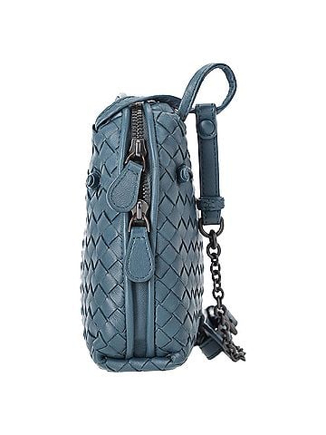 Bottega Veneta Bottega Veneta Intrecciato Nodini Crossbody Bag in Blue Leather (view 2)