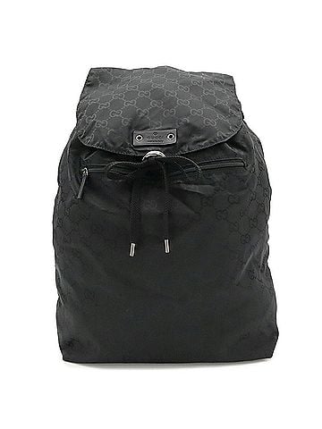 Gucci GUCCI GG Nylon Backpack, Leather, Black (Bear charm missing) 223670 (view 2)