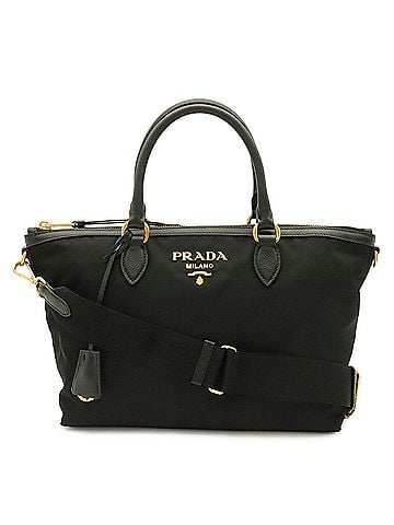 Prada PRADA Prada handbag, tote bag, shoulder nylon and leather, NERO black, 1BA104 (view 2)