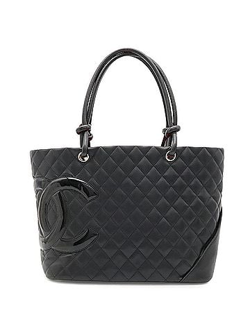 Chanel CHANEL Cambon Line Coco Mark Large Tote Shoulder Bag Soft Calf Black Pink A25169 (view 1)
