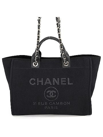 Chanel Chanel Deauville Line Tote Bag, Coco Mark, Canvas GM A66941, 2-way Shoulder Black, Handbag, Women's CHANEL (view 1)