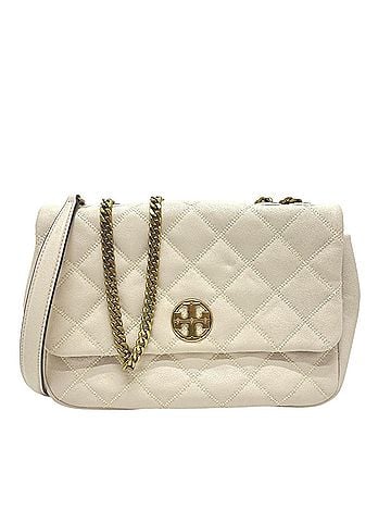 Tory Burch Tory Burch logo quilted chain bag, handbag/shoulder leather, women's, beige. (view 1)