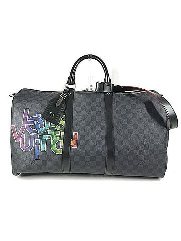 Louis Vuitton LOUIS VUITTON N40262 Damier Graphite Link Keepall Bandoulière 50 Bag 2-Way Travel Boston Canvas Men's Women's Black (view 1)