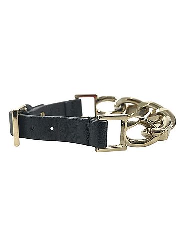 Valentino VALENTINO Chain Stud Accessory Jewelry Leather Bracelet Metal Men's Women's Black (view 2)