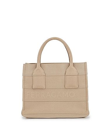 Salvatore Ferragamo Salvatore Ferragamo Beach Small Canvas Handbag 214988 Tote Bag for Women (view 1)