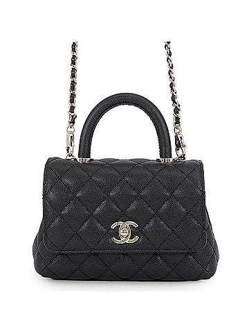 Chanel Chanel Matelassé handbag, Coco Mark, Handle, XXS, caviar leather, AS2215, CHANEL 2-way, black, women's, (view 1)