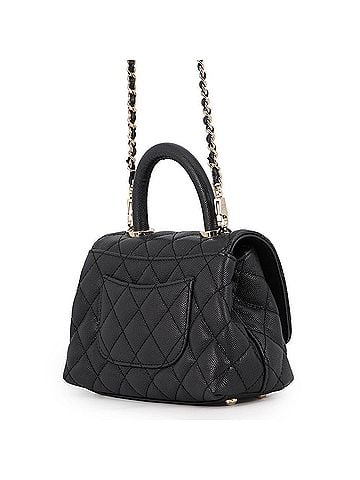 Chanel Chanel Matelassé handbag, Coco Mark, Handle, XXS, caviar leather, AS2215, CHANEL 2-way, black, women's, (view 2)