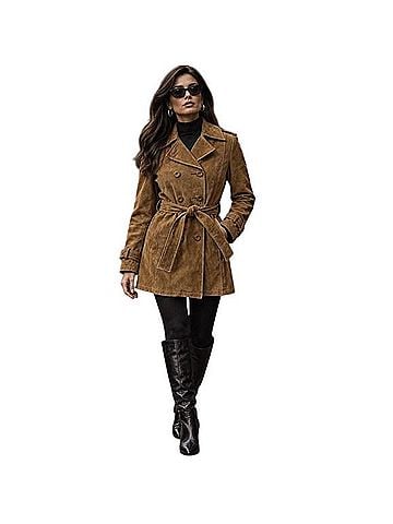 Wilsons Leather Suede Double Breasted Trenchcoat (view 1)
