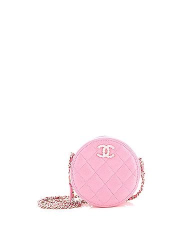 Chanel Round Clutch with Chain Quilted Caviar with Lacquered Metal (view 1)
