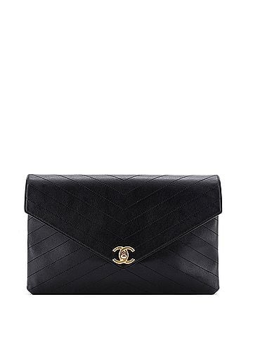Chanel Coco Chevron Flap Clutch Stitched Calfskin (view 1)