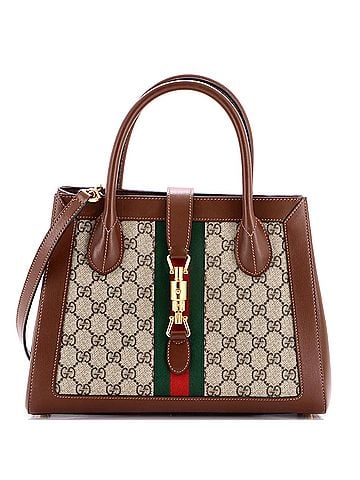 Gucci Jackie 1961 Web Tote GG Canvas and Leather Medium (view 1)