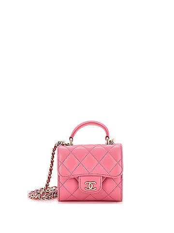 Chanel Square Classic Flap Top Handle Clutch with Chain Quilted Lambskin (view 1)