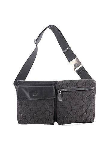 Gucci Vintage Double Belt Bag GG Canvas with Leather (view 1)
