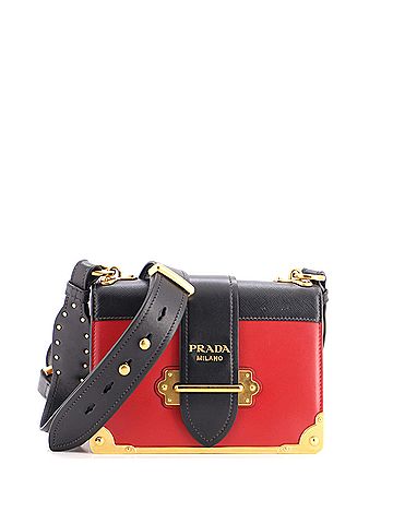 Prada Cahier Crossbody Bag Leather and Saffiano Leather Small (view 1)