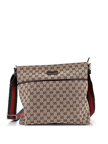 Gucci Web Strap Zip Messenger Bag GG Canvas Medium (view 1)