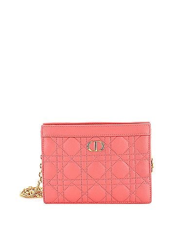 Christian Dior Caro Zipped Pouch With Chain Cannage Quilt Leather (view 1)