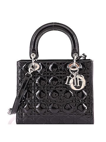 Christian Dior Lady Dior Bag Cannage Quilt Patent Medium (view 1)