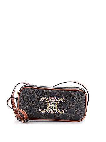 Céline Cuir Triomphe Camera Shoulder Bag Embroidered Triomphe Coated Canvas with Leather Small (view 1)