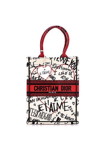 Christian Dior Book Tote Embroidered Canvas Vertical (view 1)
