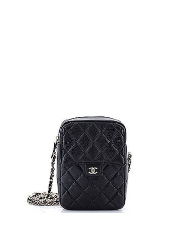Chanel Classic Flap Zip Phone Holder Crossbody Bag Quilted Caviar (view 1)