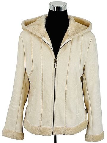 Hydraulic Vintage 90s Hooded Cream Faux Suede &amp; Fur Penny Lane Coat Y2K 90s Soft Grunge Retro Boho Winter Faux Fur Jacket (view 1)