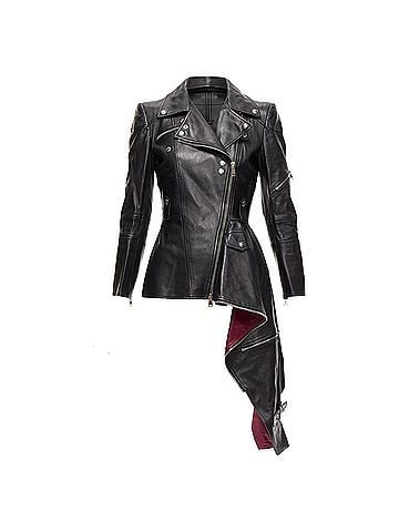 Alexander McQueen Alexander Mcqueen Leather Asymmetric Biker Jacket (view 1)