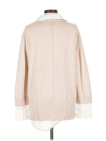 Brochu Walker The Looker Layered V-Neck - Almond with White Underlayer Brochu Walker Wool Pullover Sweater (view 2)