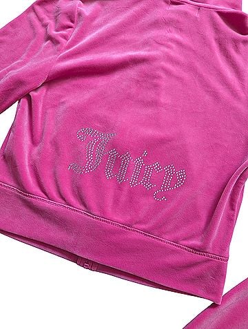 Juicy Couture Velour Bling Rhinestones Logo Cropped Full Zip Jacket (view 2)
