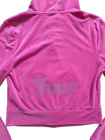 Juicy Couture Velour Bling Rhinestones Logo Cropped Full Zip Jacket (view 1)