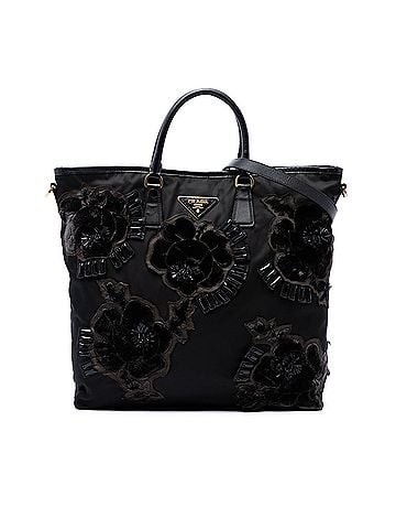 Prada Beaded Tessuto Floral Applique Tote (view 1)
