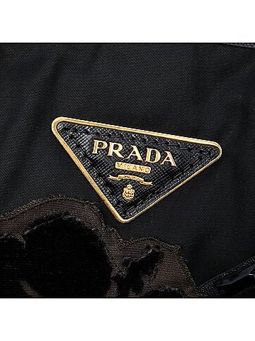 Prada Beaded Tessuto Floral Applique Tote (view 2)