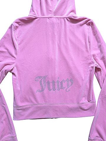 Juicy Couture Velour Bling Rhinestones Logo Cropped Full Zip Jacket (view 1)