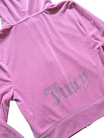 Juicy Couture Velour Bling Rhinestones Logo Cropped Full Zip Jacket (view 2)