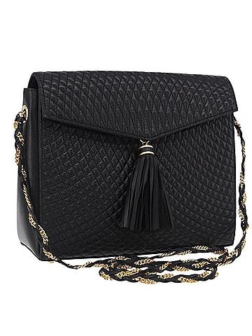 Bally Vintage Chain Quilted Leather Black Leather Shoulder Bag Bag (view 1)