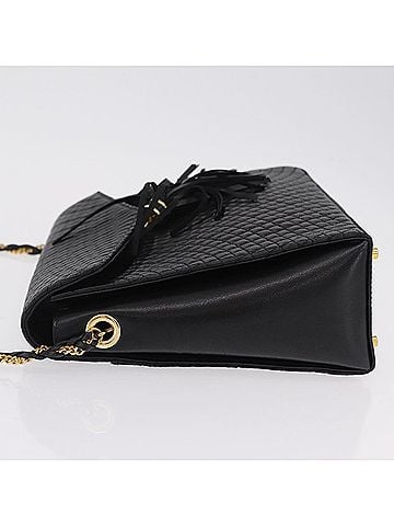 Bally Vintage Chain Quilted Leather Black Leather Shoulder Bag Bag (view 2)