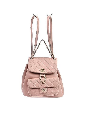Chanel Duma Drawstring Quilted Leather Pink Leather Backpack Bag (view 1)