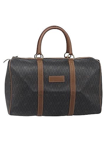 Dior Vintage Honeycomb Boston Canvas And Leather Black Canvas Travel Bag Bag (view 1)
