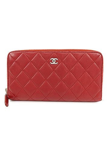 Chanel Zip Around Quilted Lambskin Red Leather Wallets Accessory (view 1)