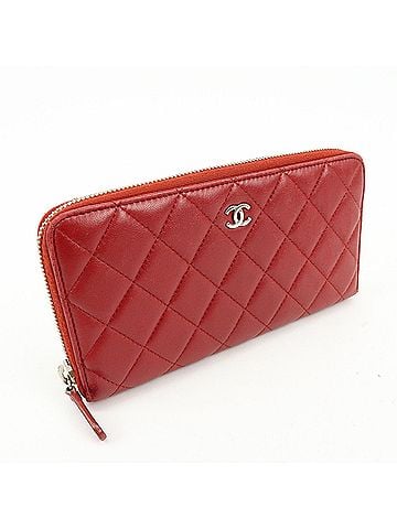 Chanel Zip Around Quilted Lambskin Red Leather Wallets Accessory (view 2)