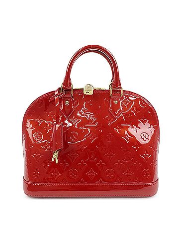 Louis Vuitton Alma Monogram Vernis Red Patent_Leather Handbag (view 1)