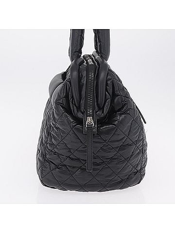 Chanel Coco Cocoon Bowling Quilted Nylon Black Nylon Handbag (view 2)