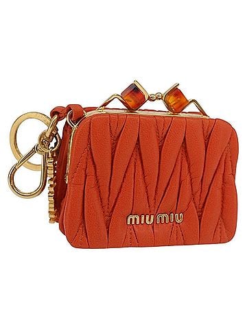 Miu Miu Sword Wallet Charm Leather Matelasse Orange Leather Crossbody Bag Bag (view 1)